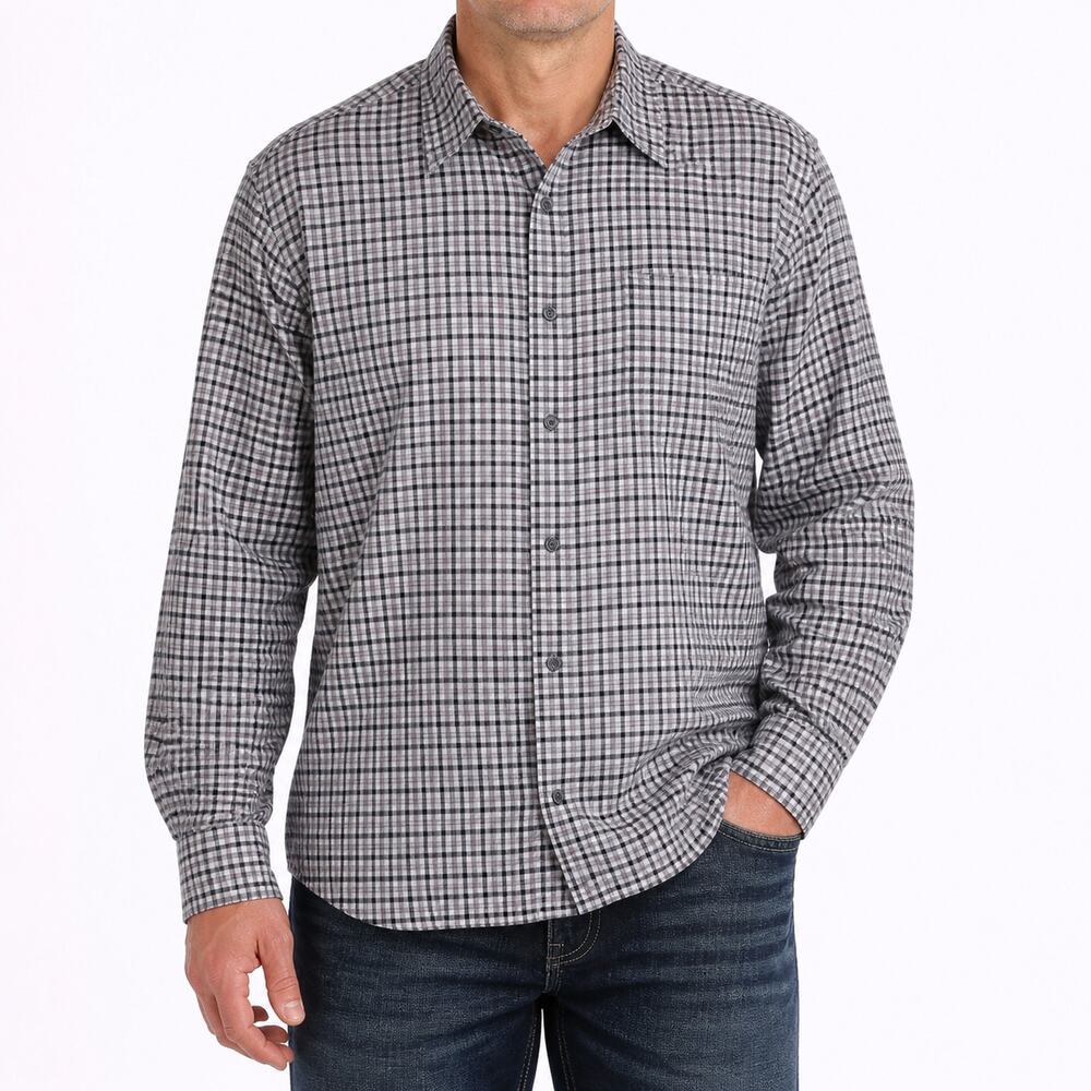 John Varvatos Shirt Mens XL Black White Check Long Sleeve Classic Button-Up